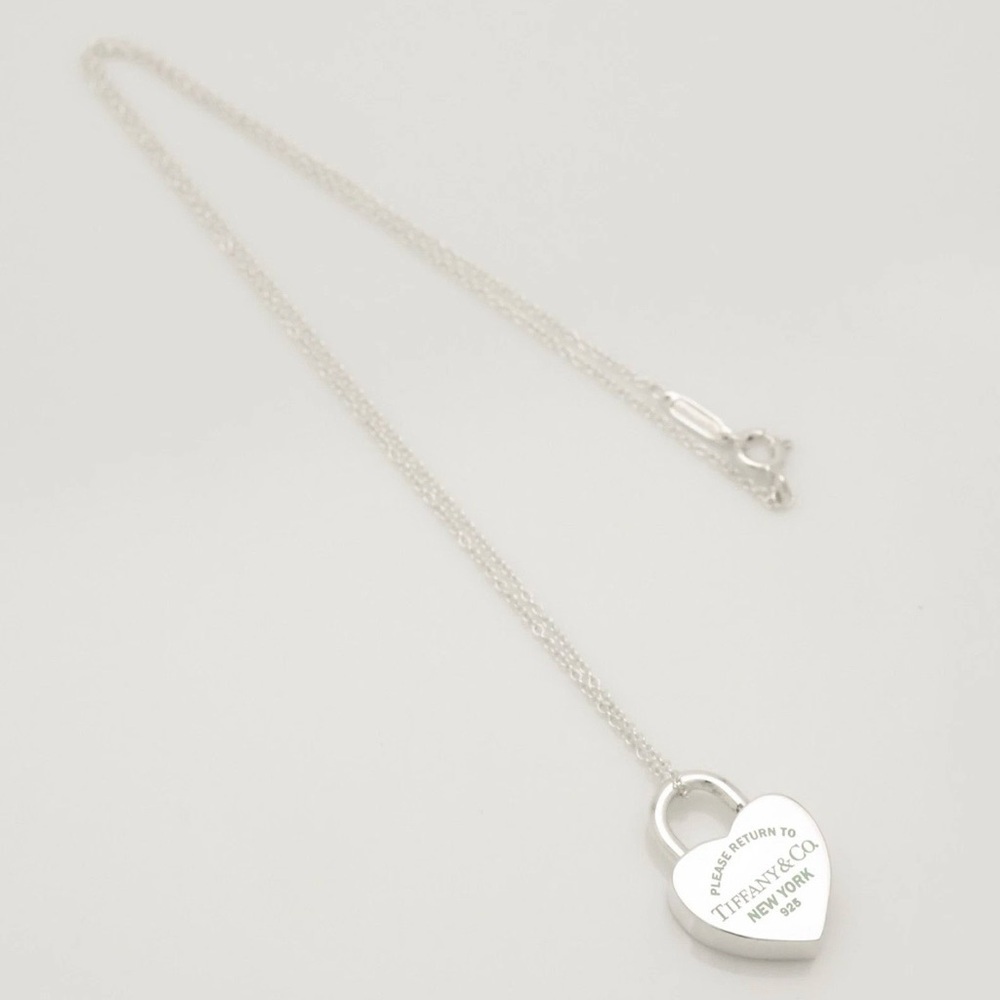 Tiffany & Co. Return to Tiffany Heart Lock Pendant Necklace Sterling Silver 16” - Picture 6 of 9